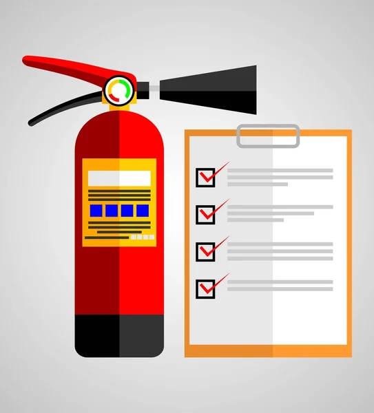 Brandblusser op checklist Rechtenvrije Stockillustraties
