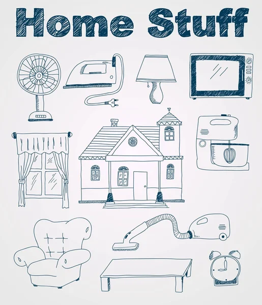 Home stuff doodle art — Stock Vector