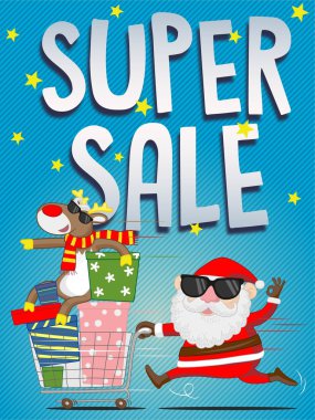 Christmas super sale poster or illustration clipart