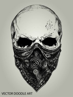 SKULL AND bandana DOODLE VECTOR