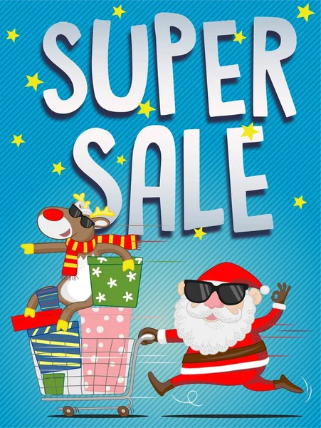 Weihnachten Super Sale Poster oder Illustration — Stockvektor