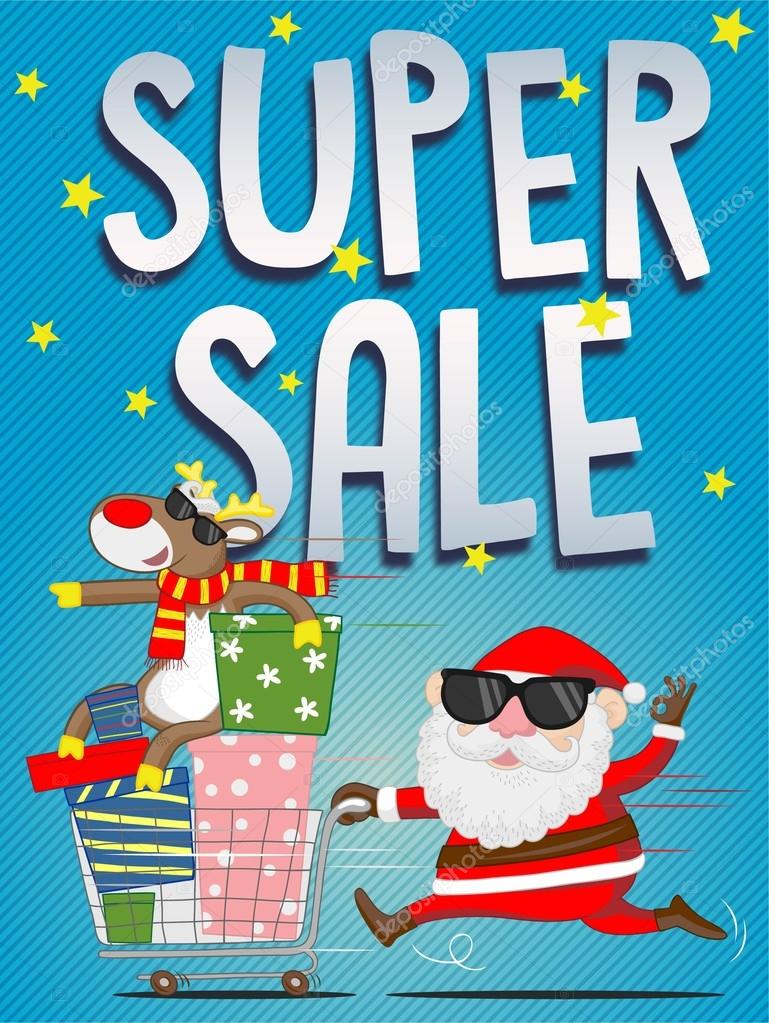 Christmas super sale poster or illustration
