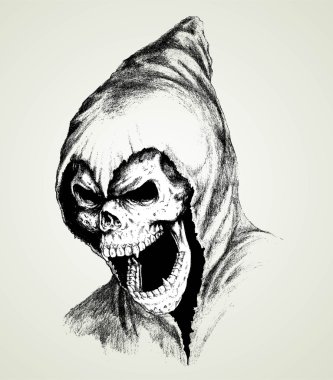 Doodle kafatası ile eski hoodie