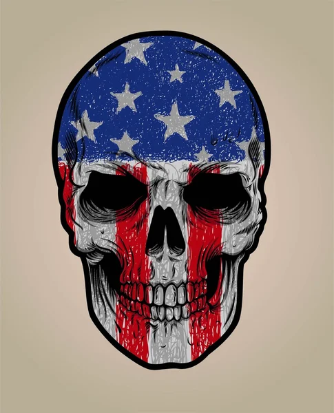 美国骷髅脸和 grunge 旗或纹理 图库插图