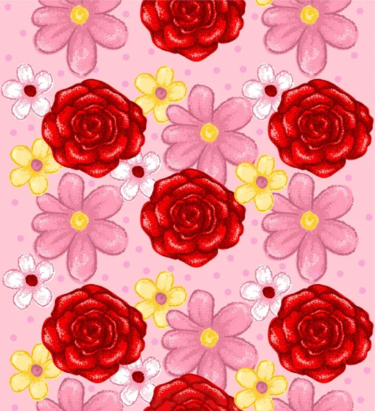 Rosa flor padrão — Vetor de Stock