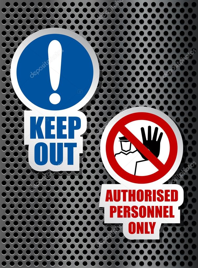 AUTHORITY PERSONNEL ONLY LABEL SIGN ON METAL BACKGROUND