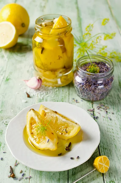 Pickled lemon with lavender — Stock Photo, Image