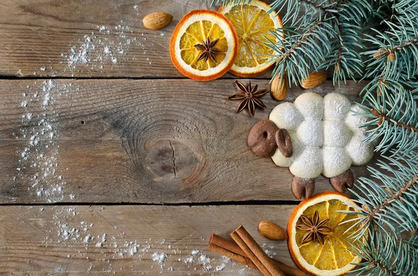 Festive frame with biscuits and spices — Stock Photo, Image