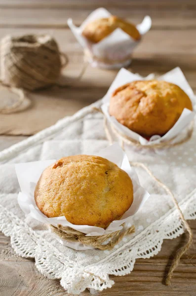 Banana muffins with banana jam — Stock Photo, Image