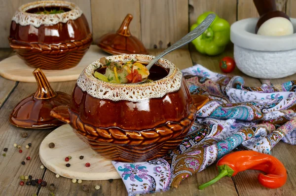 A pot of chicken and mushrooms — Stock Image A pot of chicken and mushrooms Royalty Free Stock Photos