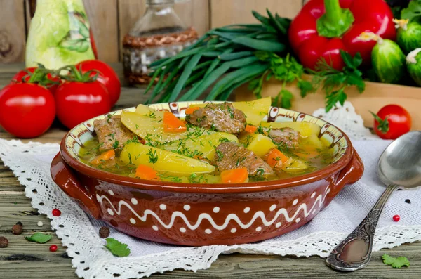 Stufato di carne con patate e verdure — Foto Stock