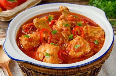Chakhokhbili - chicken stewed with tomatoes clipart