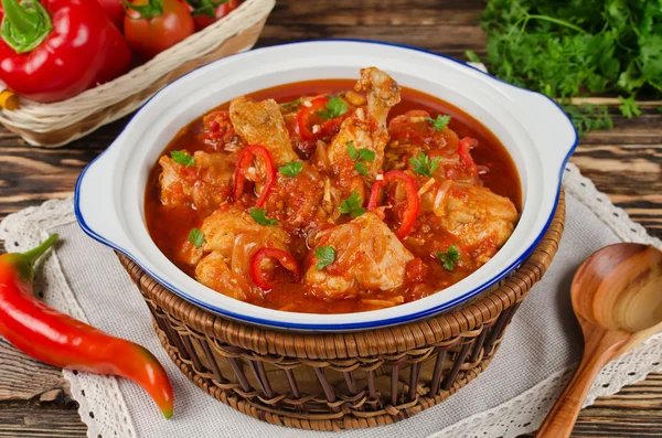 Chakhokhbili - chicken stewed with tomatoes — Stock Image Chakhokhbili - chicken stewed with tomatoes Stock Image