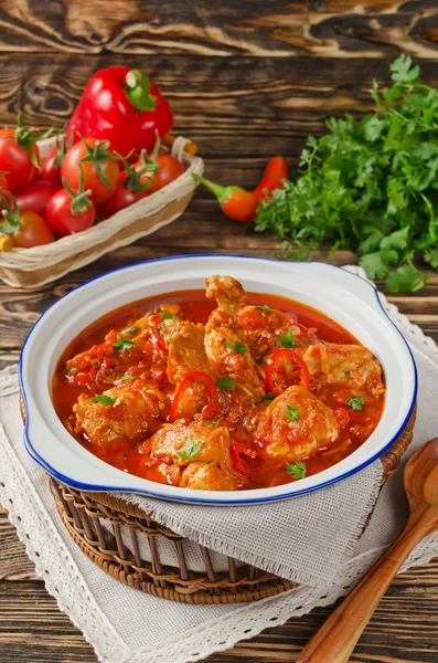Chakhokhbili - chicken stewed with tomatoes — Stock Image Chakhokhbili - chicken stewed with tomatoes Stock Image