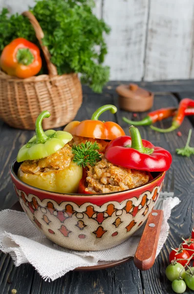 Paprika gefüllt mit Reis und Fleisch — Stockfoto