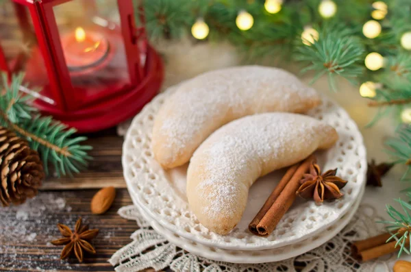 Galletas de azúcar caseras de Navidad Crescent — Foto de Stock