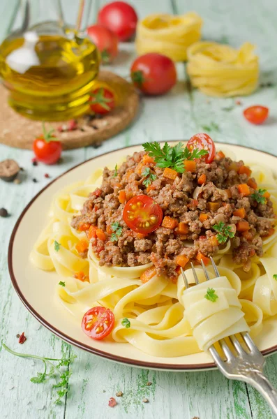 Pasta con ragú boloñés — Foto de Stock