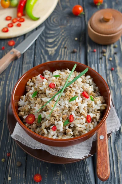 Arroz com carne picada — Fotografia de Stock