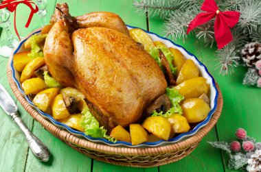 Noel Kavrulmuş Tavuk patates ve mantar ile