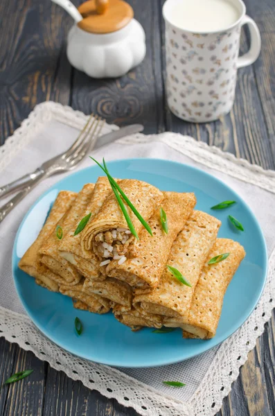 Panqueques rellenos de carne y arroz — Foto de Stock