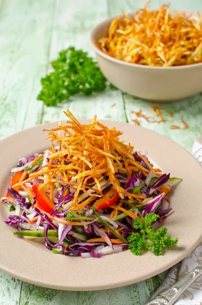 Salada de legumes com batatas crocantes — Fotografia de Stock