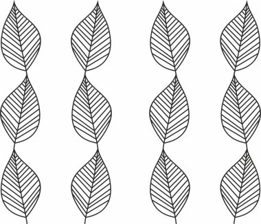 Kusursuz desen, duvar kağıdı, duvar, güzel desen, dallar, yapraklar. Çizgi çiziyorum. Siyah ve beyaz yapraklar.