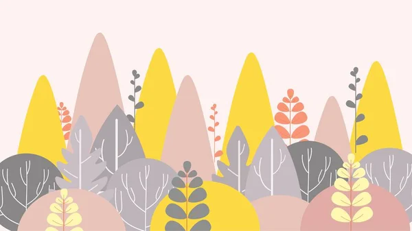 Kinderbehang Sprookjesbos Kindertekening Herfst Herfst Bladeren Foto Wallpapers Voor Kinderkamer — Stockvector