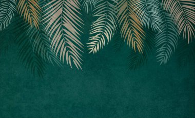 Palmiye yaprakları, palmiye dalları, soyut çizimler, tropik yapraklar..