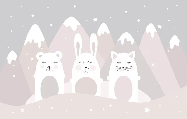 Foto Wallpapers Voor Kinderkamer Kleine Dieren Muurdecoratie Met Dieren Magische — Stockfoto