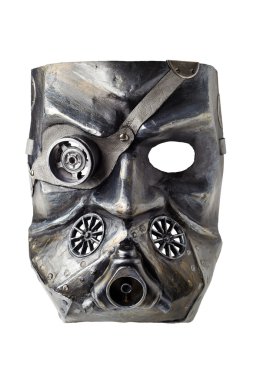 Dieselpunk stil, beyaz arka plan üzerinde izole karnaval stalker maskesini