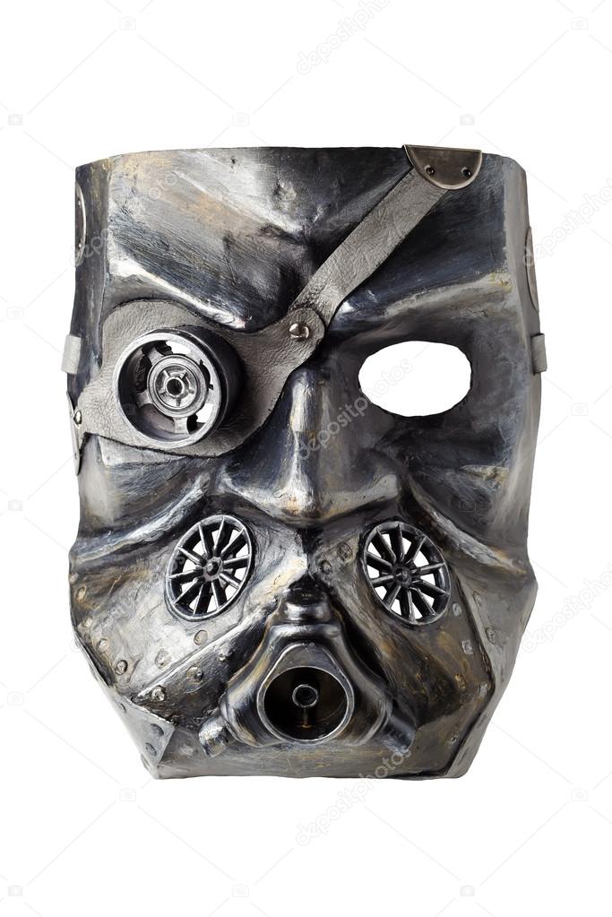 Carnival stalker mask at Dieselpunk style, isolated on white background
