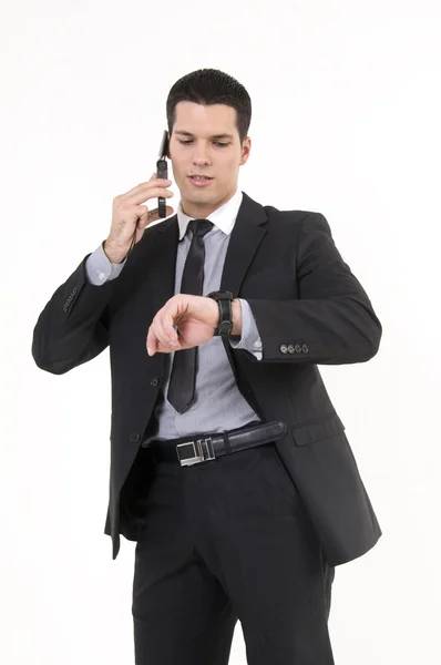 Businessman with phone and watch — Stock Photo, Image