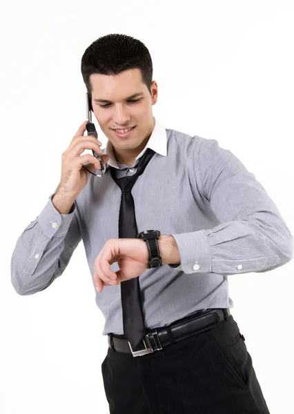 電話と時計を持ったビジネスマン — ストック写真