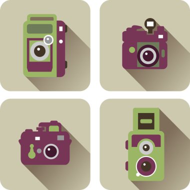 Retro kameralar Icons set