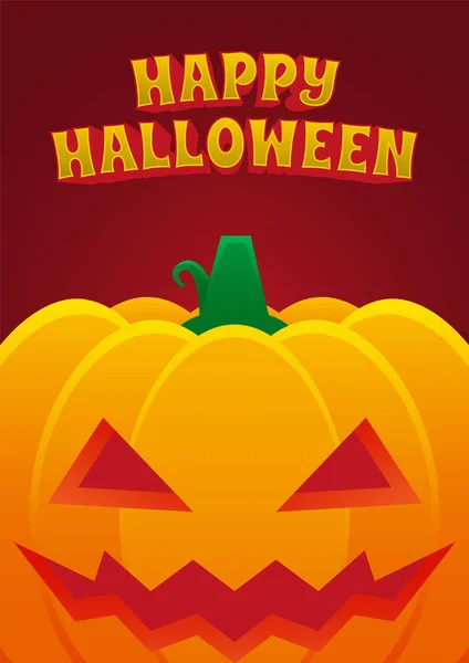 Halloween Event Poster Night Party Eenvoudige Kwade Pompoen Met Teksteffect — Stockvector