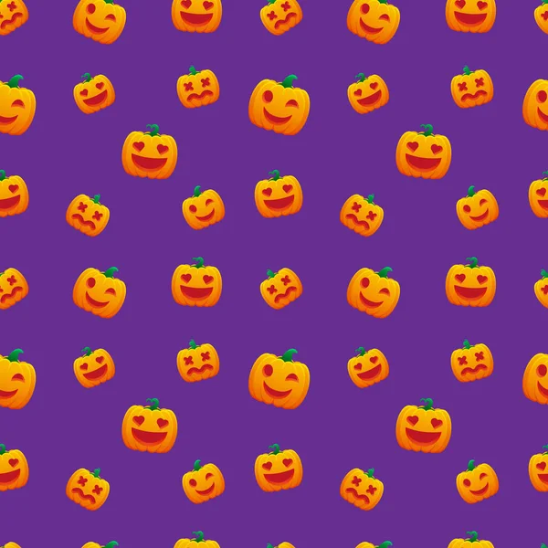 Halloween Pattern Jack Lantern Pumpkin Love Wink Dizzy Vector Design — 스톡 벡터