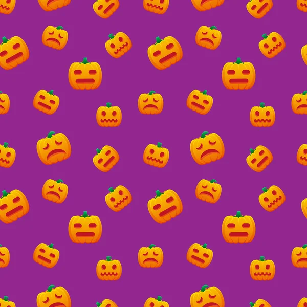 Modèle Halloween Jack Lanterne Citrouille Sans Expression Triste Grimacing Vectoriel — Image vectorielle