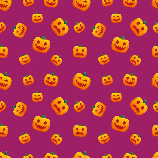 Patrón Halloween Jack Linterna Calabaza Preocupado Happy Grin Vector Diseño — Vector de stock