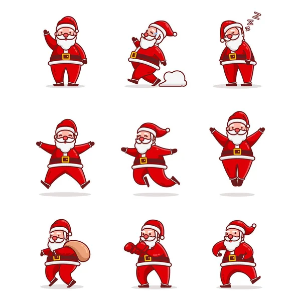 Cute Santa Cláusula Gesture Design Set Vector Ilustração — Vetor de Stock