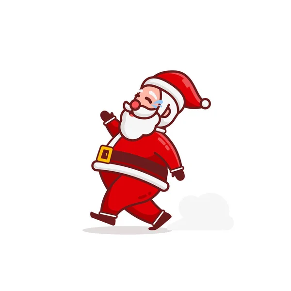 Christmas Santa Clause Cartoon Character Run Und Weinen Flat Design — Stockvektor