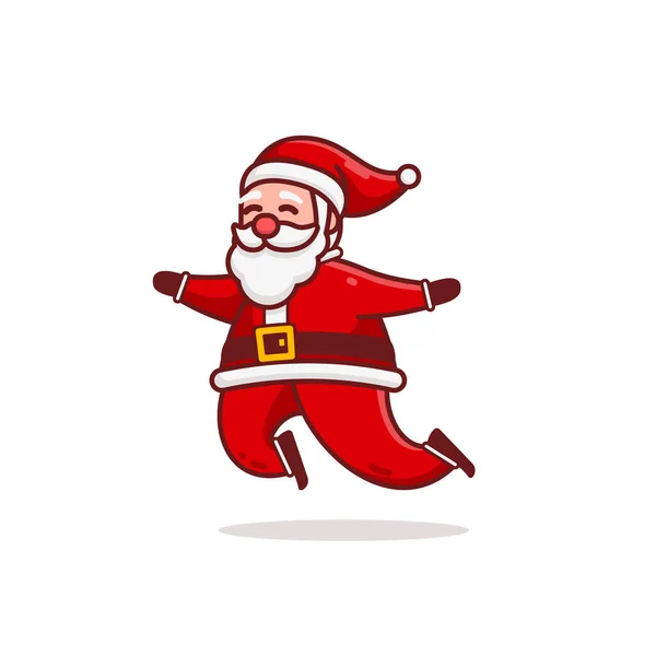 Noël Père Noël Personnage Bande Dessinée Sauter Voler Plat Design — Image vectorielle