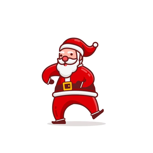 Vánoce Santa Claus Cartoon Charakter Crazy Happy Dance Flat Design — Stockový vektor