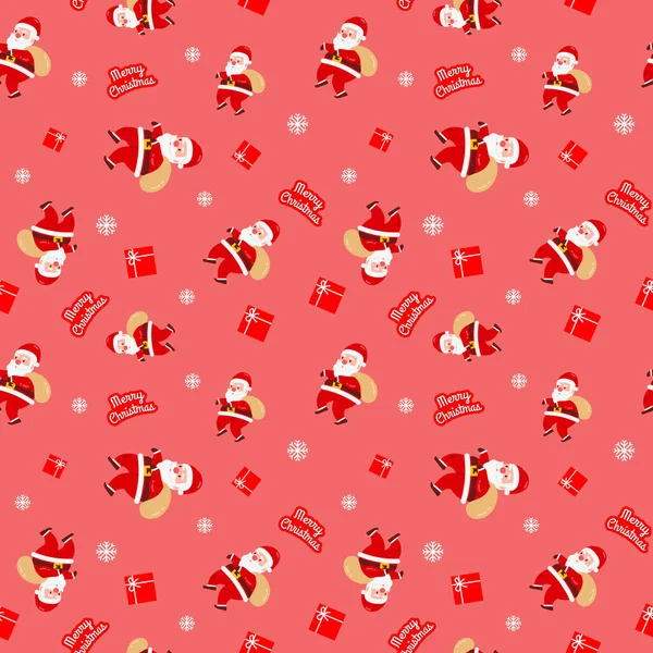 Navidad Lindo Patrón Rojo Caja Regalo Santa Claus Para Ilustración — Vector de stock