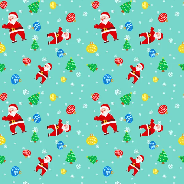 Patrón Turquesa Lámpara Del Árbol Santa Claus Navidad Para Ilustración — Vector de stock