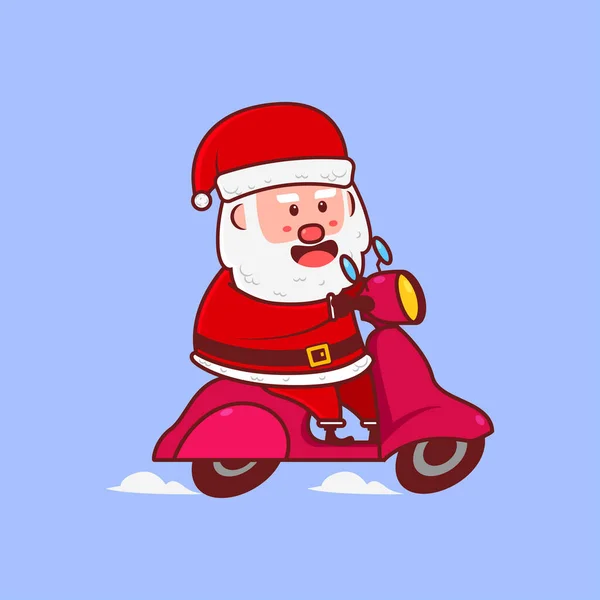 Weihnachtsmann Fahren Roller Vektor Ikone Illustration Weihnachtsmann Cartoon Figur Weihnachts — Stockvektor