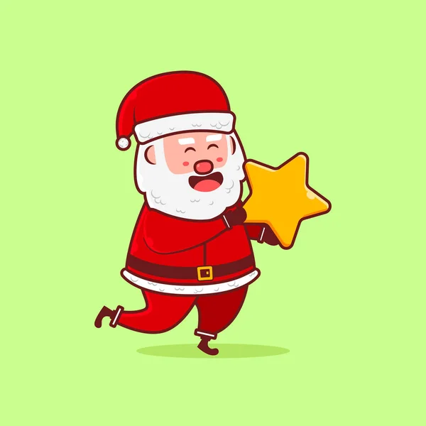 Netter Weihnachtsmann Hält Großes Sternvektorsymbol Illustration Christmas Icon Concept Christmas — Stockvektor