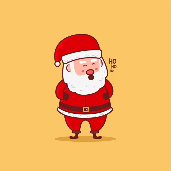Ícone Natal Concept Cute Papai Noel Rindo Vetor Ícone Illustration — Vetor de Stock
