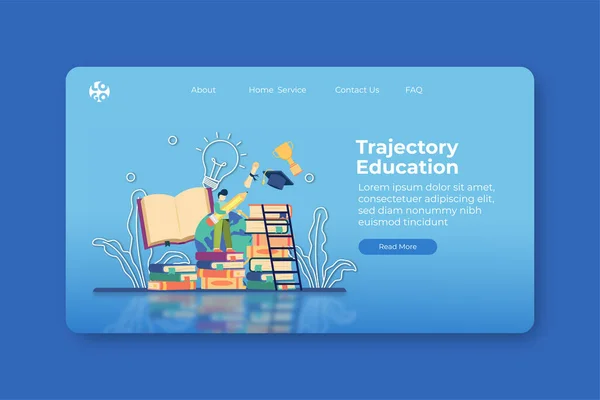 Ilustração Moderna Vetor Projeto Liso Educação Trajetória Landing Page Web — Vetor de Stock