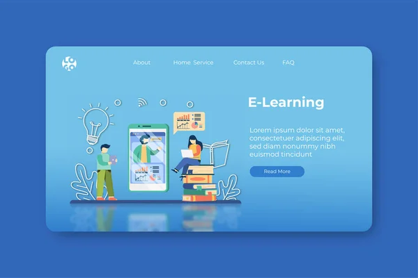 Ilustração Moderna Vetor Projeto Liso Learning Landing Page Web Banner — Vetor de Stock