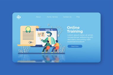 Modern Düz Tasarım Vektör Çizimi. Çevrimiçi Eğitim İniş Sayfası ve Web Sancak Şablonu. Sertifika, Çevrimiçi Kurslar, Dijital Eğitim, Webinar, E-Öğrenme, Video Eğitimi, Çevrimiçi Öğretim.